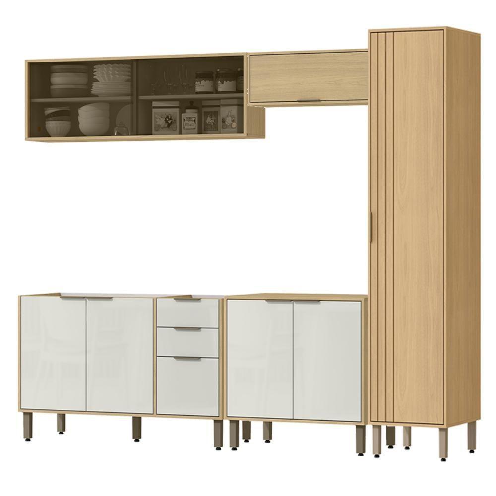 Cozinha Modulada 5 Pecas 249 Cm Mdp Glor Castanho Off White Mxm - 2