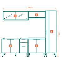 Cozinha Modulada 5 Pecas 249 Cm Mdp Glor Castanho Off White Mxm - 8