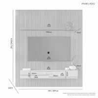 Painel Riso 218 X 182cm Candian Com Nicho - Jcm Movelara Cinamomo-off White - 2