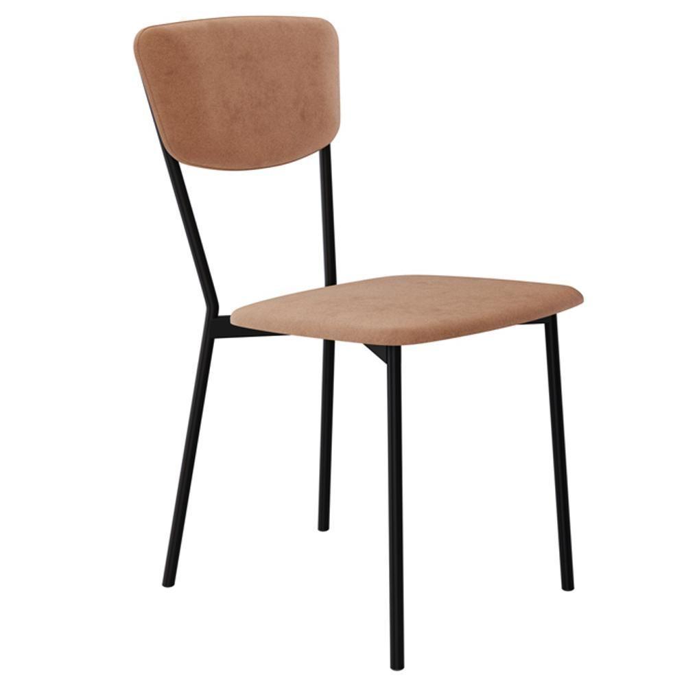 Kit 08 Cadeira Para Sala De Jantar Village Preto C01 Veludo Bege - Lyam Decor - 6