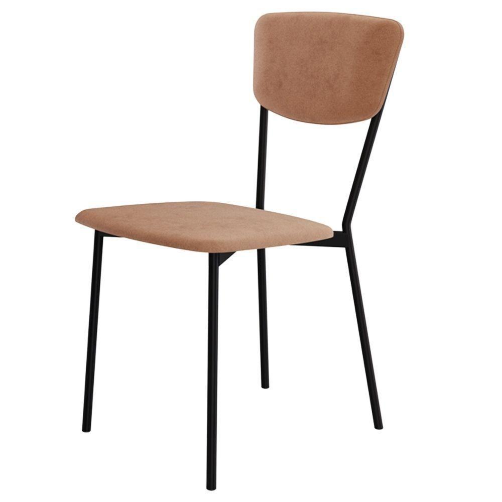 Kit 08 Cadeira Para Sala De Jantar Village Preto C01 Veludo Bege - Lyam Decor - 7