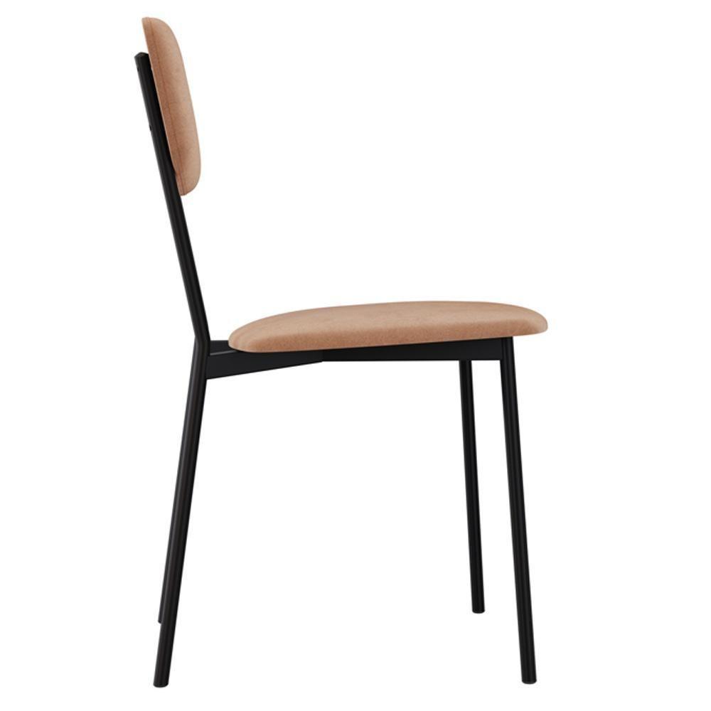 Kit 08 Cadeira Para Sala De Jantar Village Preto C01 Veludo Bege - Lyam Decor - 9