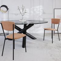 Kit 08 Cadeira Para Sala De Jantar Village Preto C01 Veludo Bege - Lyam Decor - 2