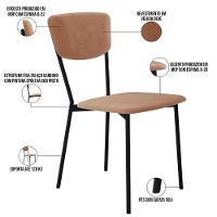 Kit 08 Cadeira Para Sala De Jantar Village Preto C01 Veludo Bege - Lyam Decor