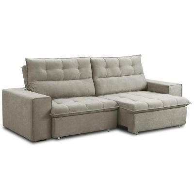Sofá Retrátil Reclinável 3 Lugares Sala De Estar 240cm Neruda F04 Linho Bege Escuro - Lyam Decor