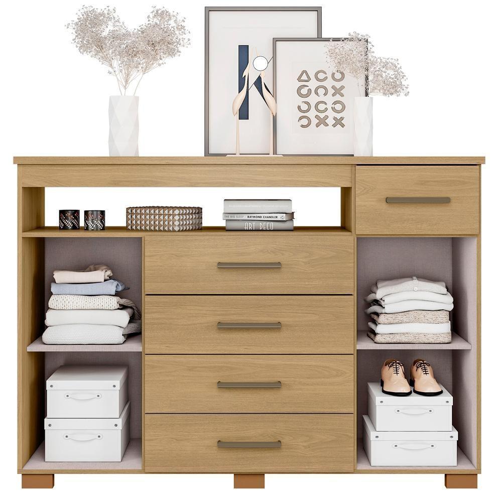 Comoda 5 Gavetas 2 Portas 152 Cm Ols Co008 Castanho Mxm - 5