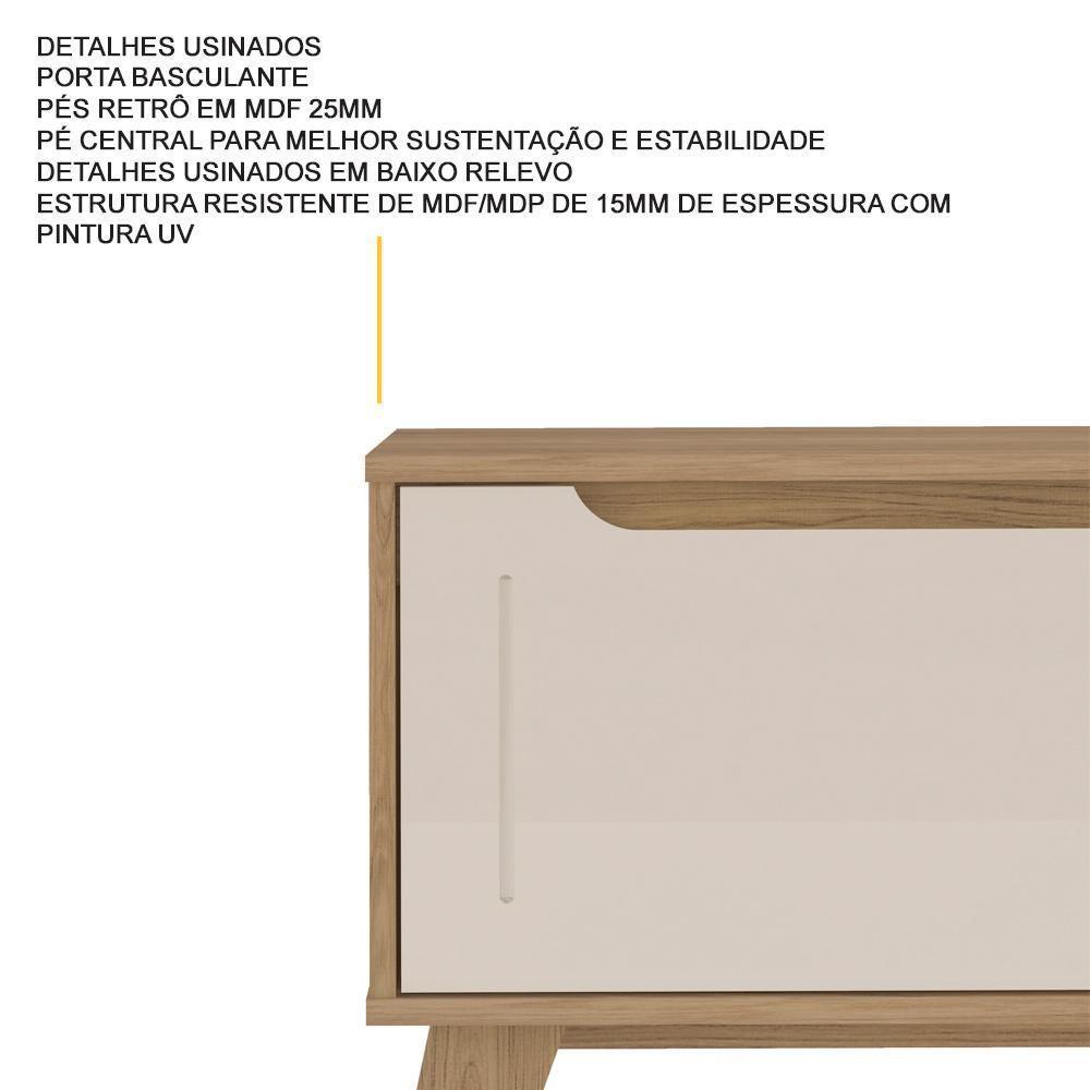 Rack Bancada Para Tv 60 Pol 134 Cm 4600 Carvalho Off White Arly - 6