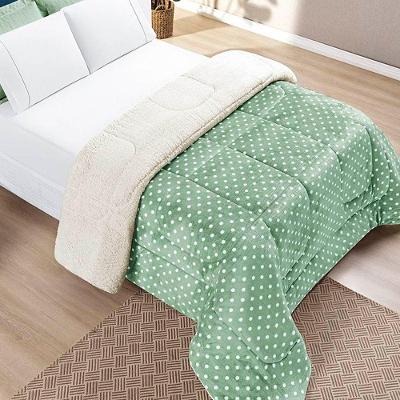 Edredom King Coberdrom Sherpa/mantinha Petit Poa 1 Peça - Salvia