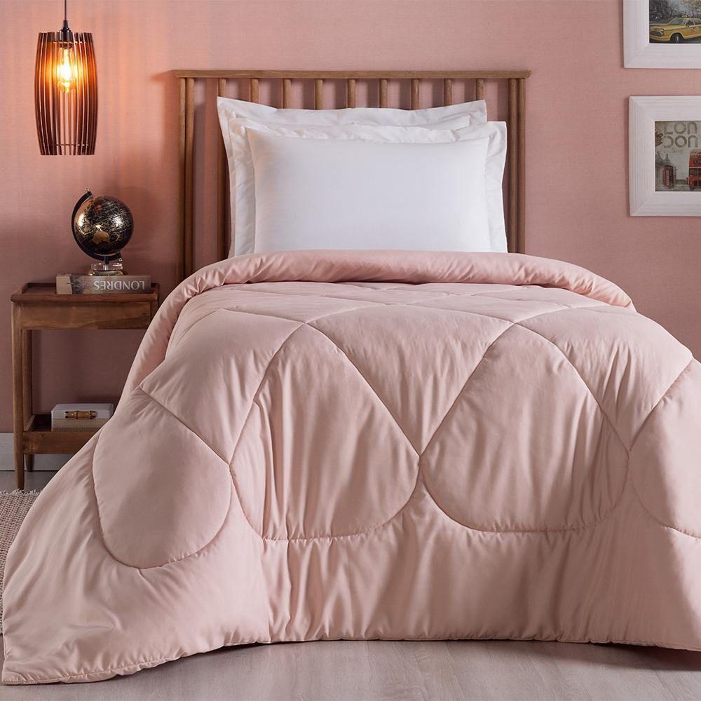 Edredom Solteiro Unique Dupla Face Micropercal 200 Fios Toque De Algodão 1 Peça - Rose - 2