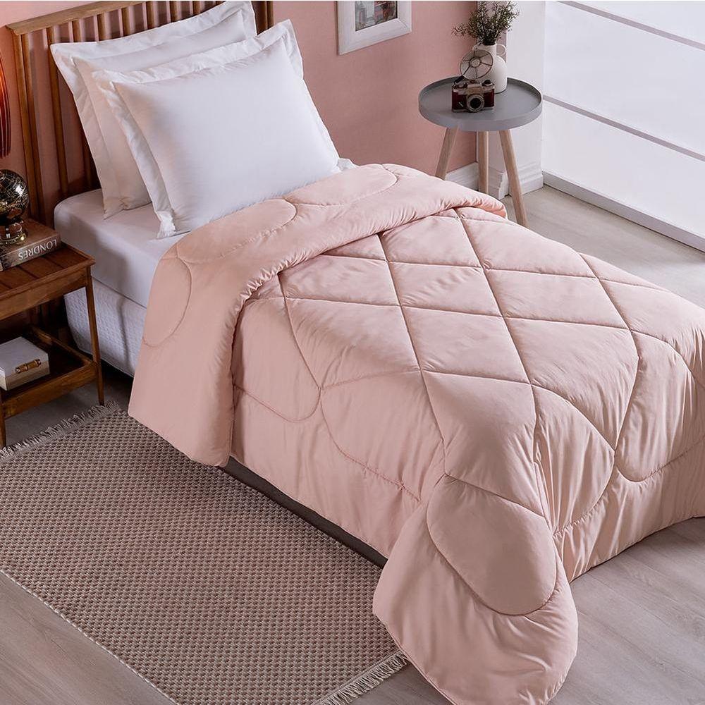 Edredom Solteiro Unique Dupla Face Micropercal 200 Fios Toque De Algodão 1 Peça - Rose - 3