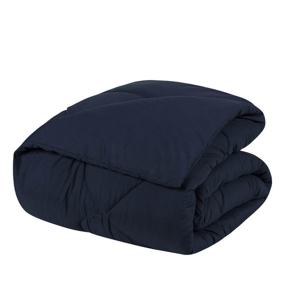 Edredom Queen Unique Dupla Face Micropercal 200 Fios Toque De Algodão 1 Peça - Azul Marinho - 1