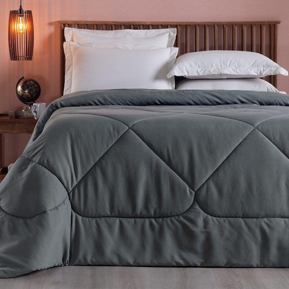 Edredom Queen Unique Dupla Face Micropercal 200 Fios Toque De Algodão 1 Peça - Grafite - 2