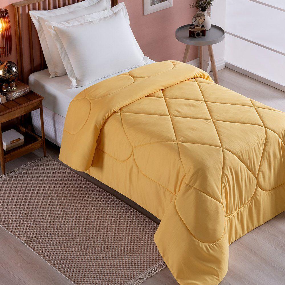 Edredom Solteiro Unique Dupla Face Micropercal 200 Fios Toque De Algodão 1 Peça - Amarelo - 3