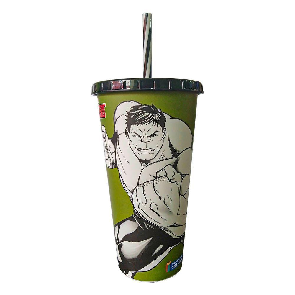 Copo Com Canudo Hulk Vingadores - 700ml - 1