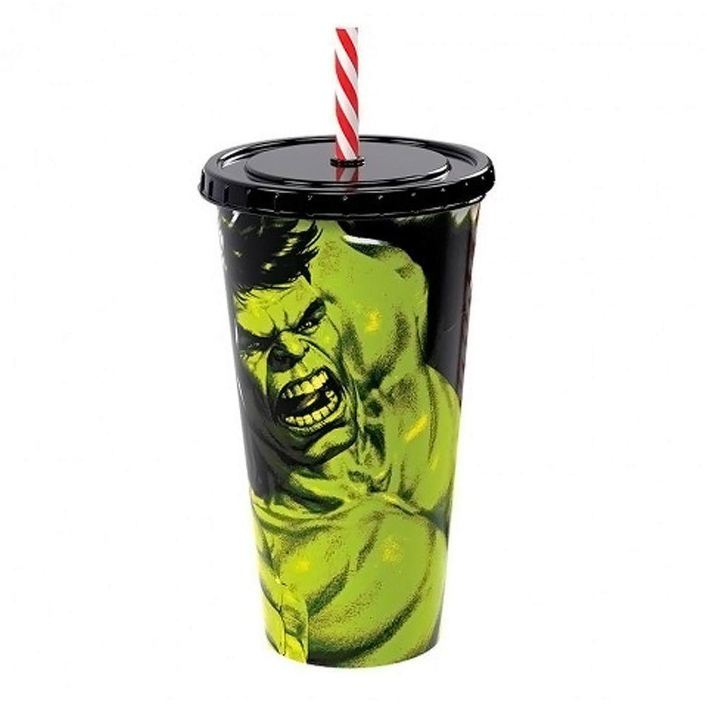 Copo Com Canudo Hulk Vingadores - 700ml - 2