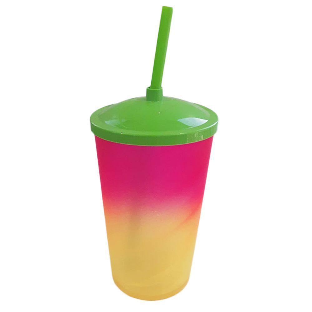 Copo Com Canudo Pink Amarelo E Verde - 700ml - 6 Unidades - 2