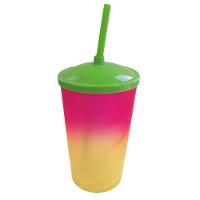 Copo Com Canudo Pink Amarelo E Verde - 700ml - 6 Unidades - 2