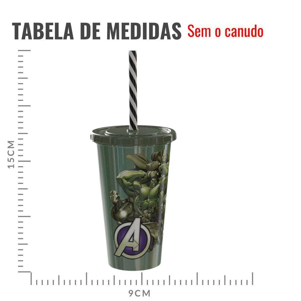 Copo Com Canudo Hulk Vingadores Shake - 500ml - 3