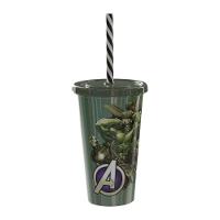 Copo Com Canudo Hulk Vingadores Shake - 500ml - 1