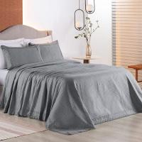 Colcha Queen Home Paris Com Bordado Inglês Micropercal 300 Fios Toque De Algodão 3 Peças - Chumbo - 2