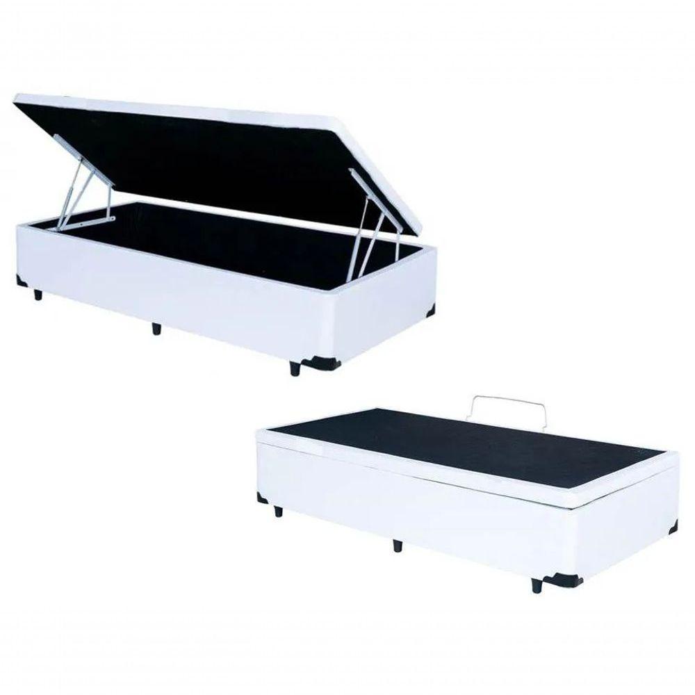 Cama Box Baú Solteiro 88 - Bello Box Tecido Sintético Branco - 2