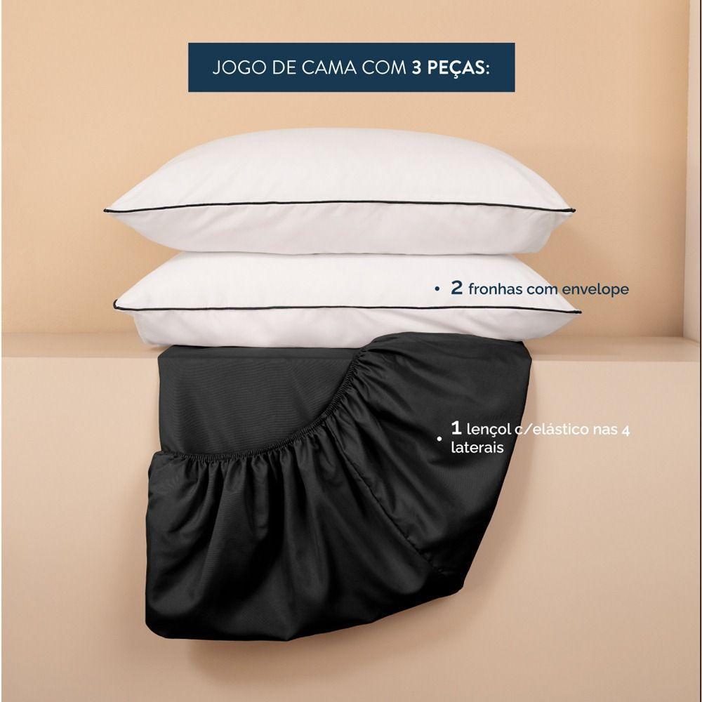 Jogo De Lençol King Linea Micropercal 200 Fios 3 Peças - Preto - 4