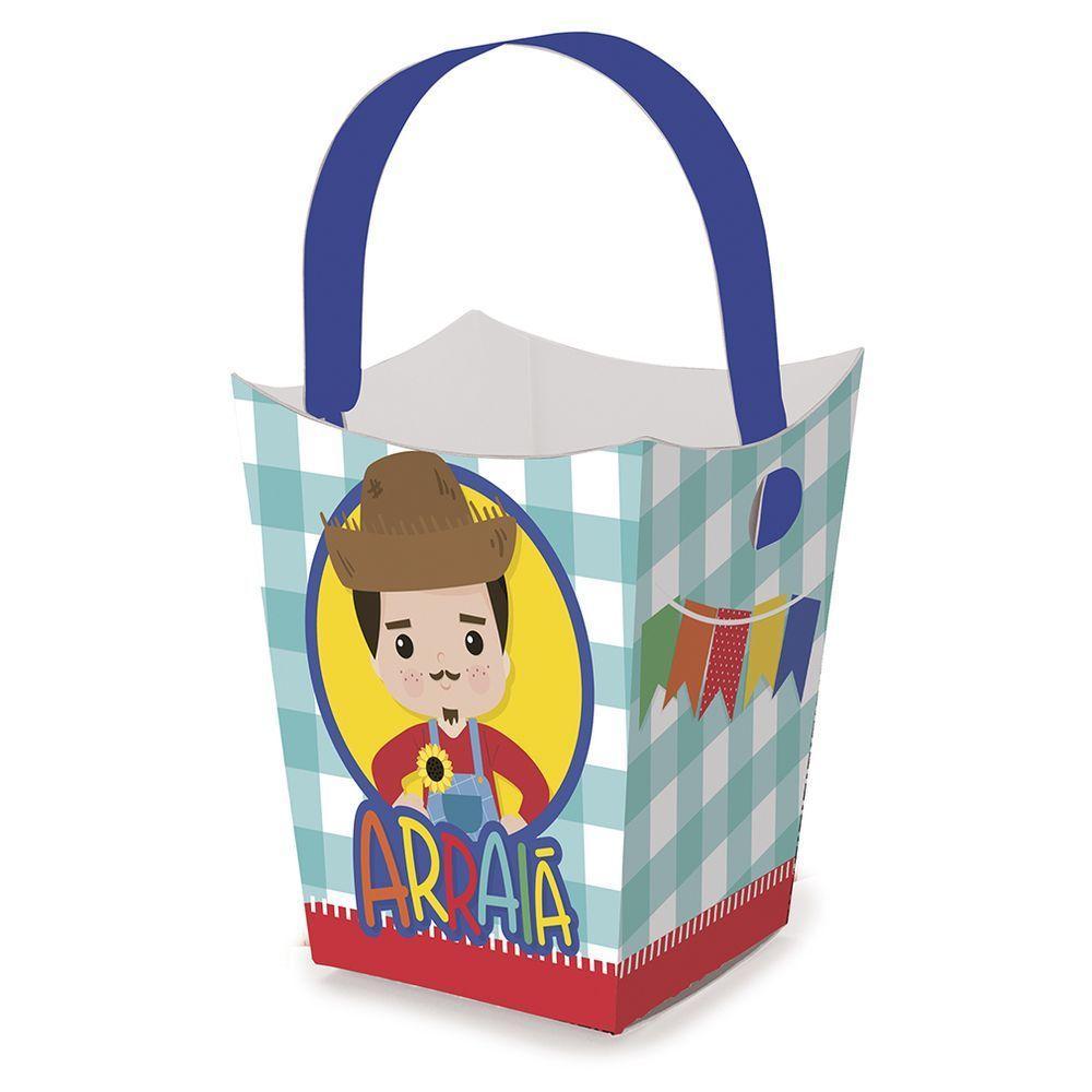 Cachepot De Papel Festa Junina Com Alça Menino - 8 Unidades - 1