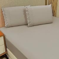 Jogo De Lençol Queen Bordado Ingles Micropercal 300 Fios Toque De Algodão 3 Peças - Fendi - 2