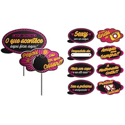 Plaquinhas Divertidas Despedida Solteira Neon - 10 Unidades