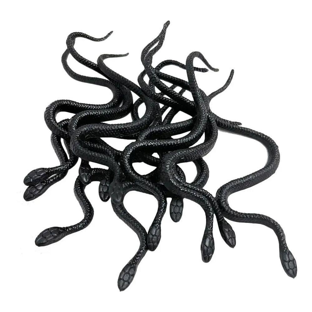 Cobra De Brinquedo Borracha Preta - 12 Unidades - 1