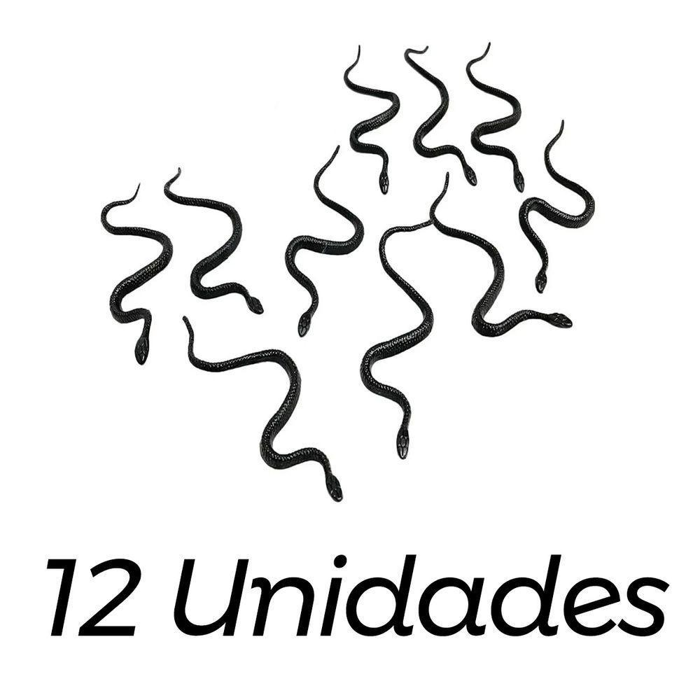 Cobra De Brinquedo Borracha Preta - 12 Unidades - 2