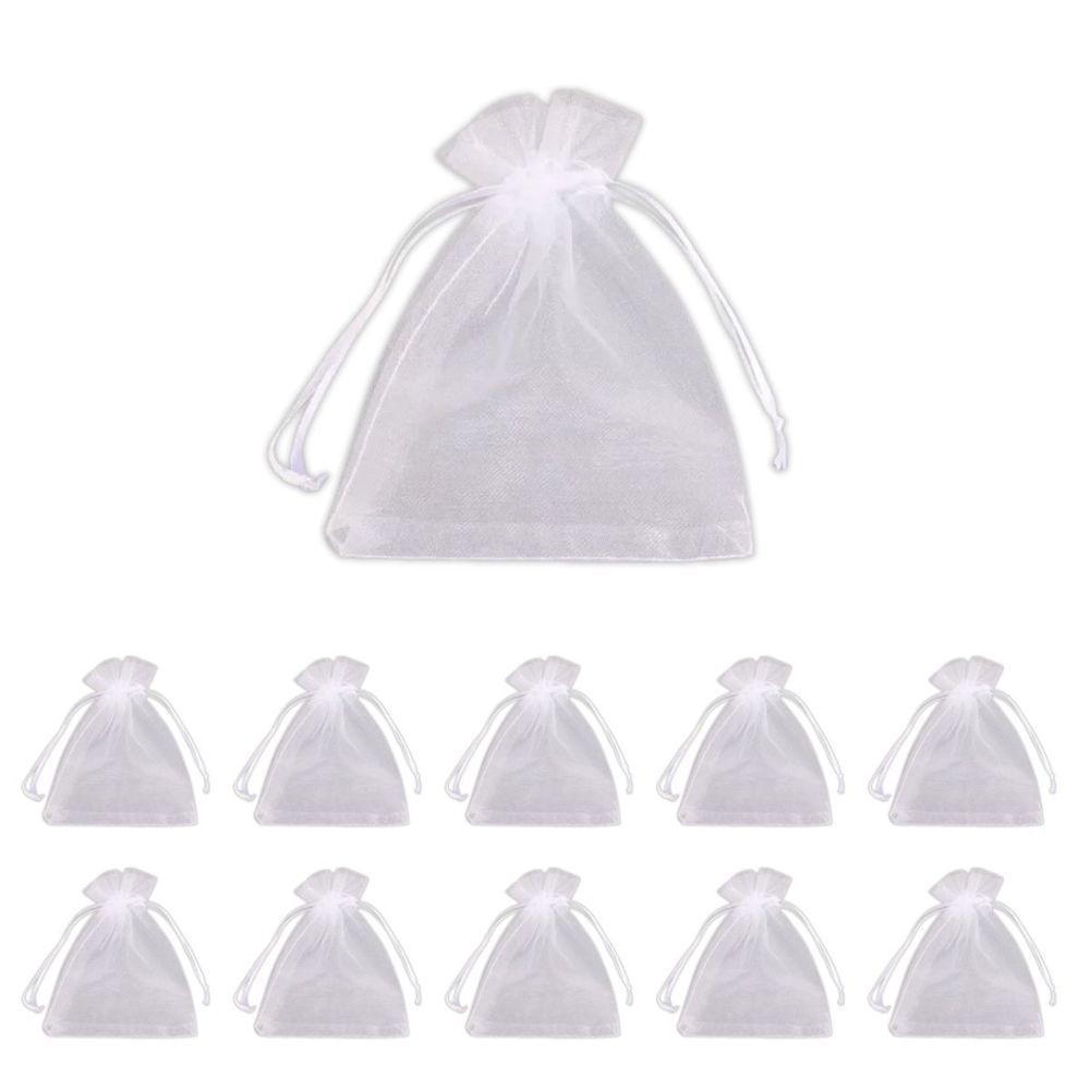 Kit 100 Saquinhos De Organza Branco 12cm X 17cm - 1