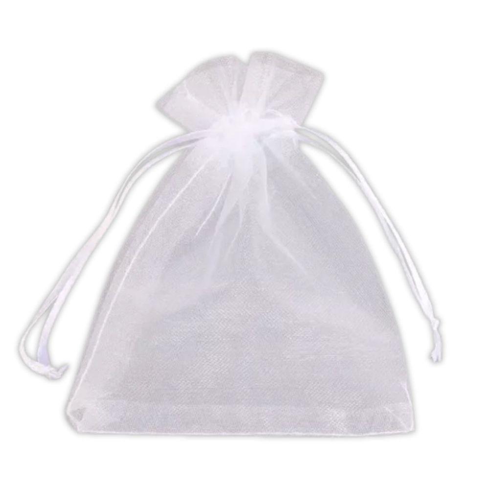 Kit 100 Saquinhos De Organza Branco 12cm X 17cm - 2