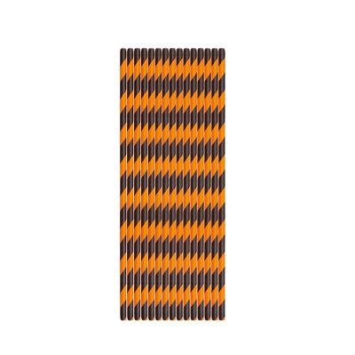 Canudo De Papel Preto E Laranja 20cm X 5mm - 25 Unidades 