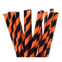 Canudo De Papel Preto E Laranja 20cm X 5mm - 25 Unidades  - 2