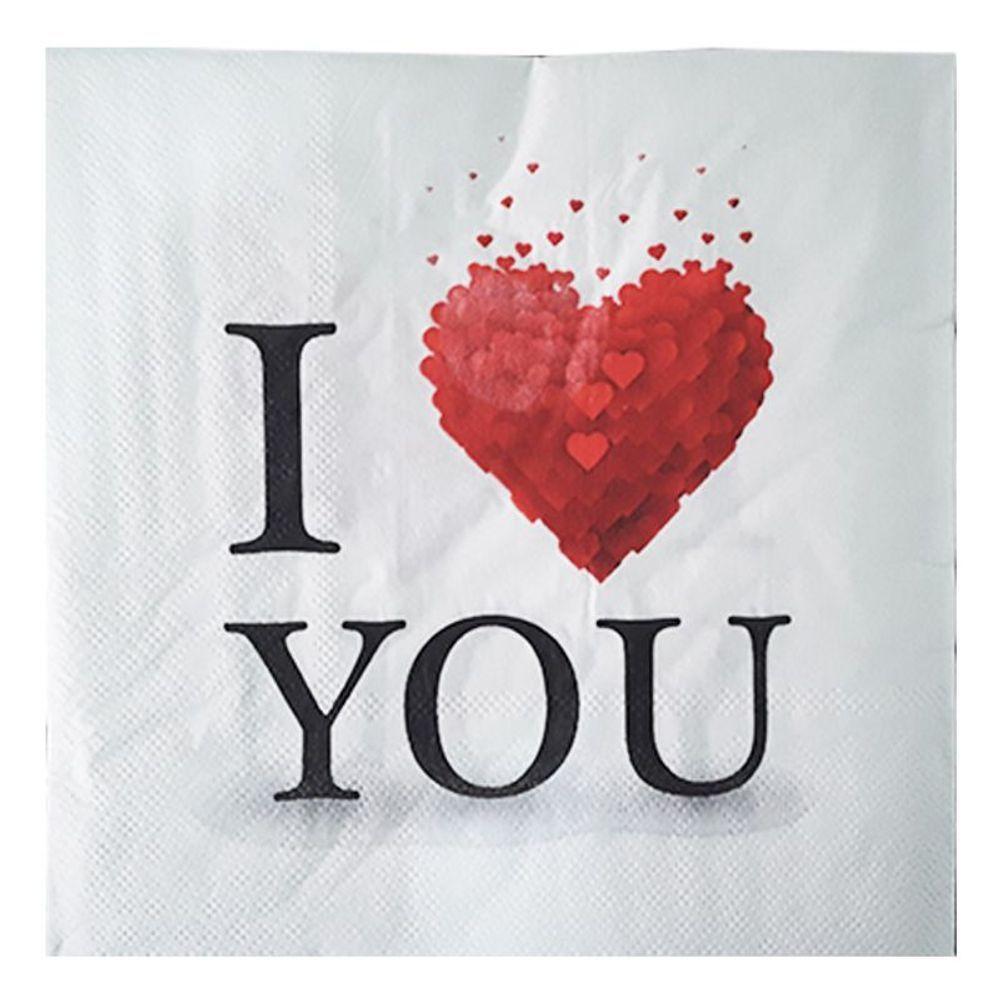 Guardanapo De Papel Estampado I Love You 32cm X 32cm - 20 Un - 2