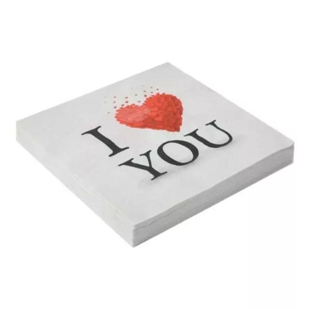 Guardanapo De Papel Estampado I Love You 32cm X 32cm - 20 Un - 3