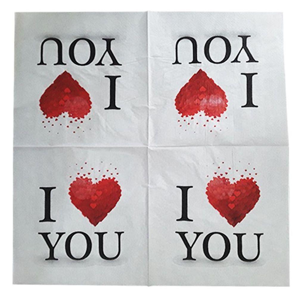 Guardanapo De Papel Estampado I Love You 32cm X 32cm - 20 Un - 4
