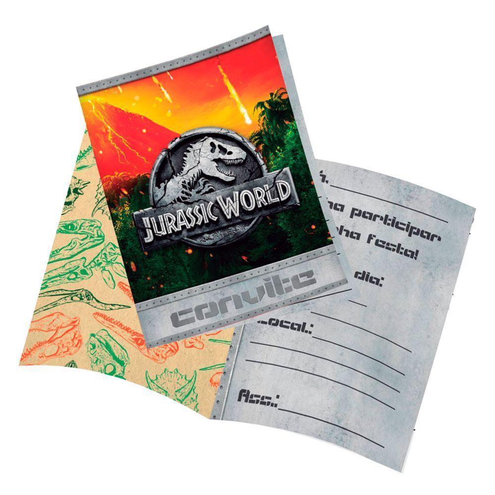 Convite De Aniversário Jurassic World - 8 Unidades - 1