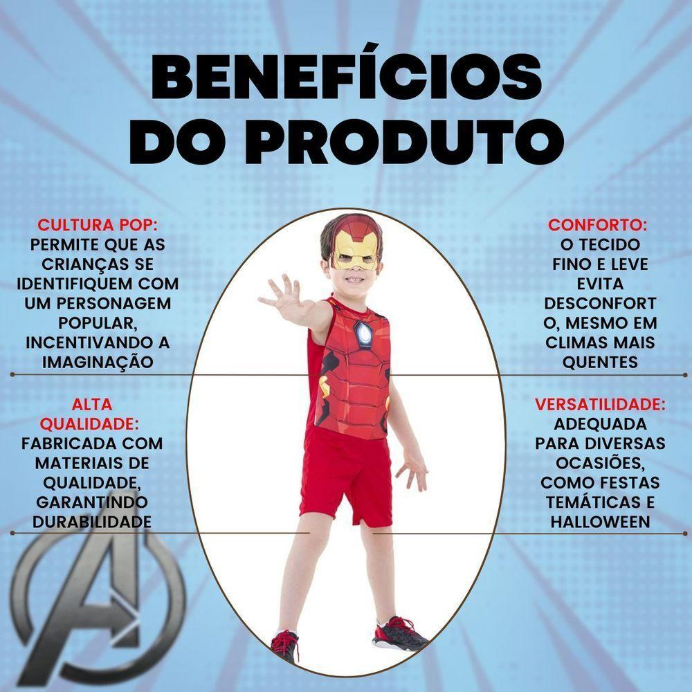 Fantasia Homem De Ferro Infantil Pop Com Máscara Tamanho G - 6