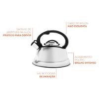 Chaleira Com Apito Roma 2,7l Em Alumínio Inox Brinox - 2