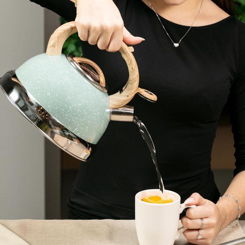 Chaleira Com Apito Roma 2,7 Litros Em Alumínio Verde - Brinox - 3