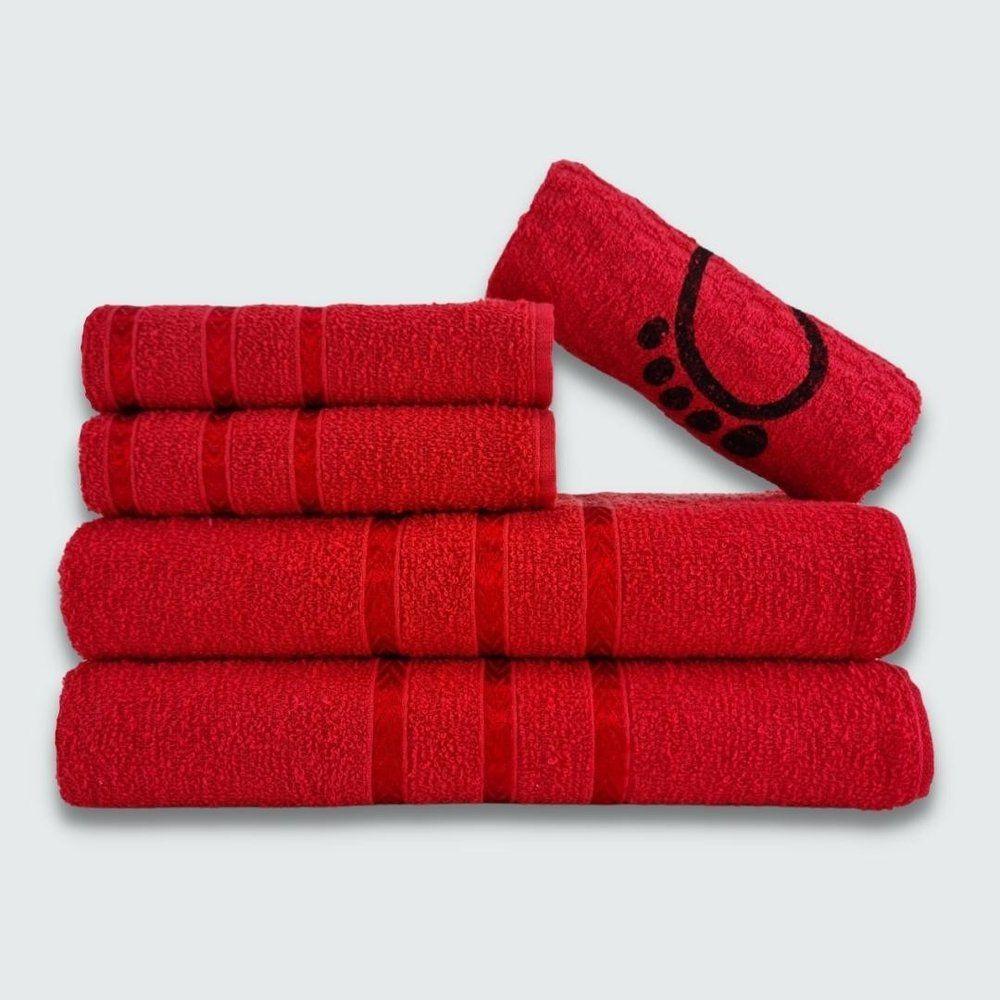 Jogo De Toalha Banho 5 Peças Verona 100% Algodão Vermelho - 1