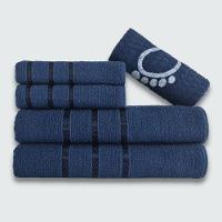 Jogo De Toalha Banho 5 Peças Verona 100% Algodão Azul Marinho - 1
