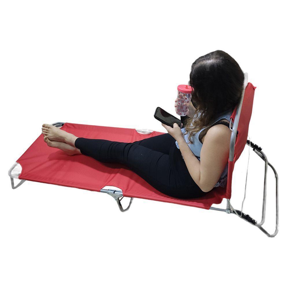 Cadeira Espreguiçadeira Dobravel Reclinavel 3 Posiçoes Praia Jardim Piscina Camping Ar Livre Lazer Sol Verao - 10