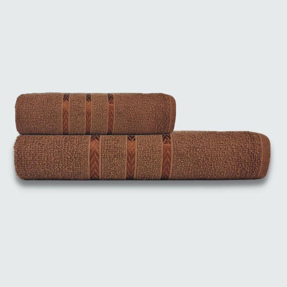 Jogo De Banho 2 Peças Coleção Verona Luxo Beka 100% Algodão Marrom - 1