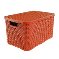 Caixa Organizadora Rattan Cesto Com Tampa 15 Litros Terracota - 1
