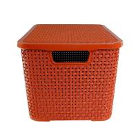 Caixa Organizadora Rattan Cesto Com Tampa 15 Litros Terracota - 6