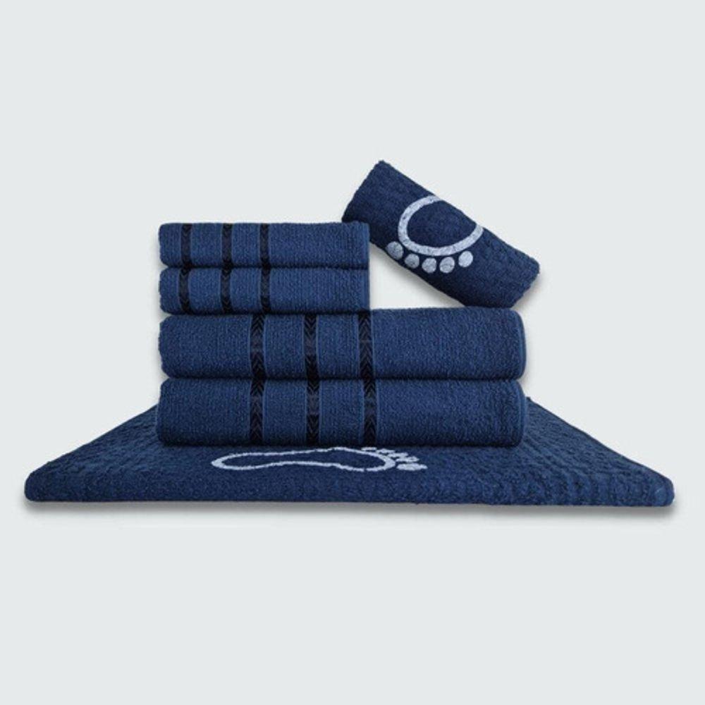 Jogo De Toalha Banho 6 Peças Verona 100% Algodão Azul - 1