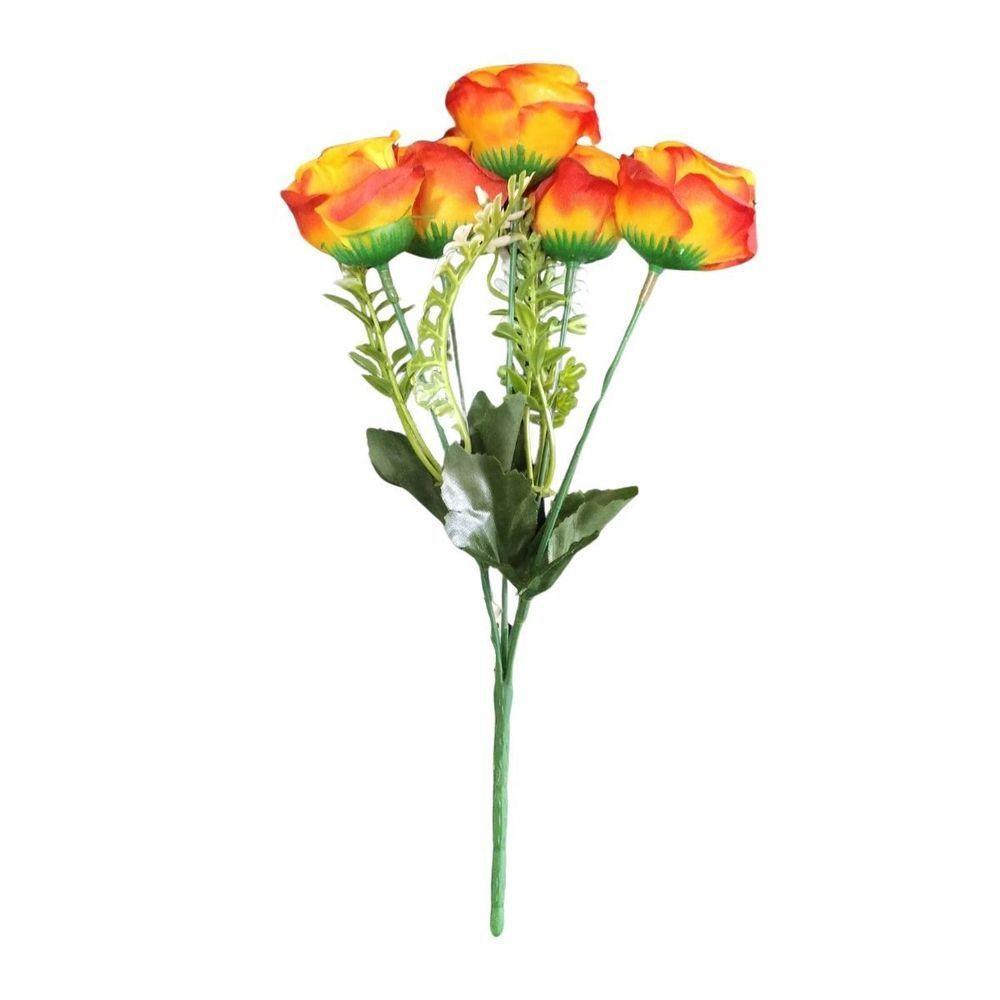 Flor Artificial Buquê Mini Rosa Com 5 Galhos - 28cm - 7